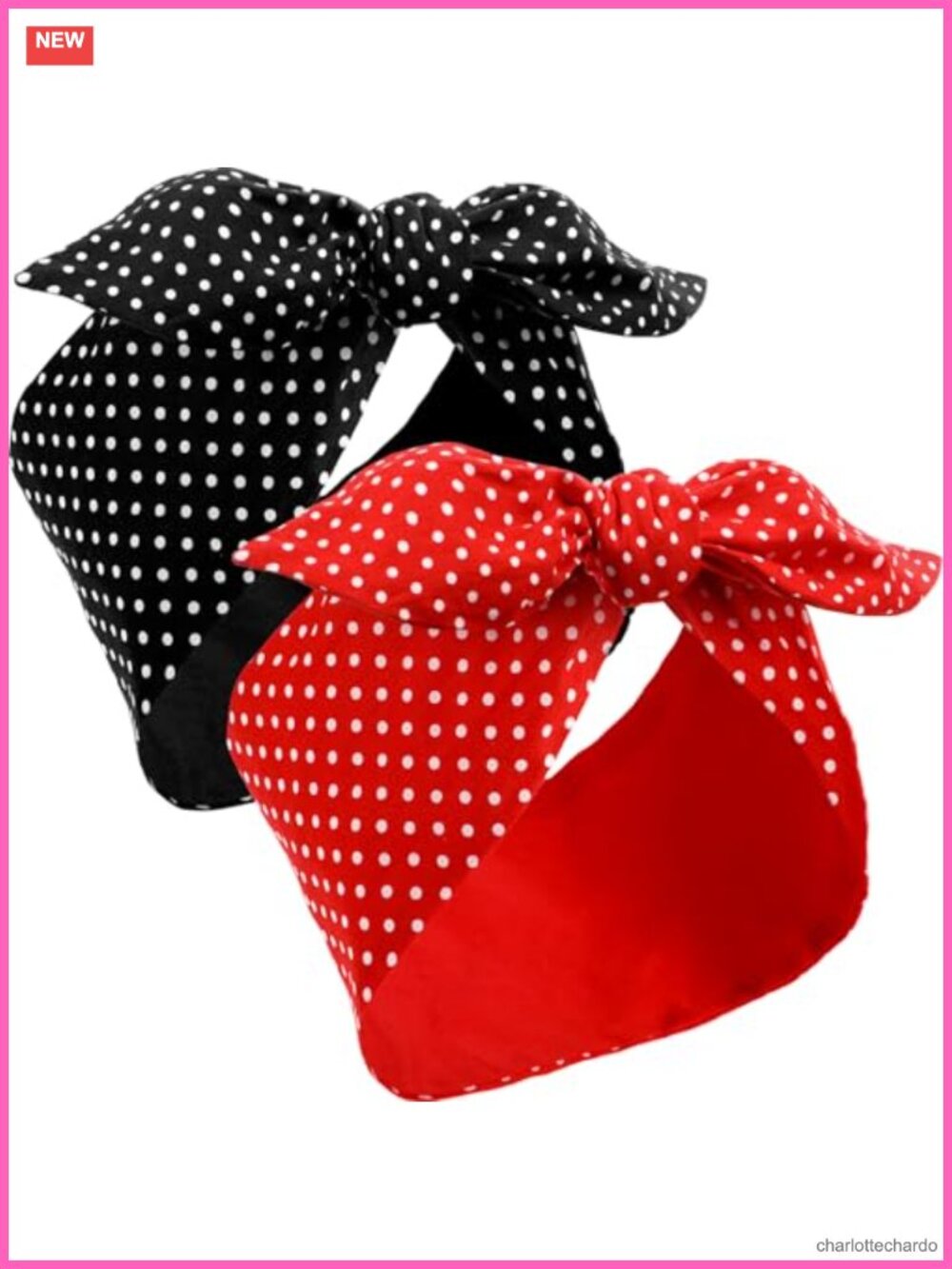 2 Pcs Polka Dot Headband 1950s Retro Halloween Accessory Cotton Padded